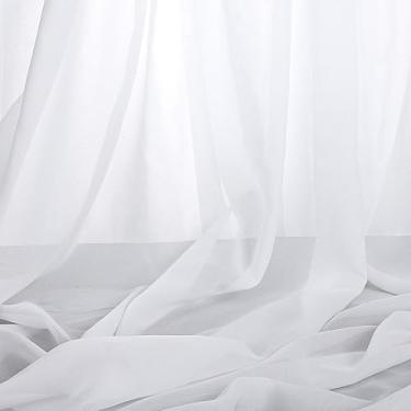 Imagem de Tecido de chiffon branco por quintal, tecido transparente de chiffon de 152 cm, tecidos drapeados de casamento pré-cortados macios arco de casamento drapeado pano de fundo para decoração de vestidos