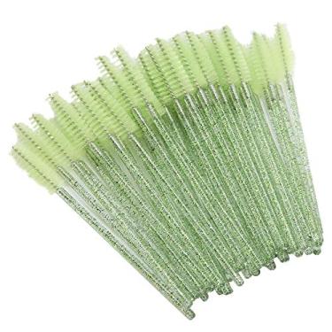 Imagem de Luqeeg Pincéis Portáteis de Nylon para Cílios e Sobrancelhas, 50 Peças, Material Não Tóxico, Fáceis de Transportar e Armazenar para Ferramentas de Maquiagem (Verde)