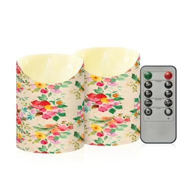 Imagem de Wassud Flores vintage velas sem chama com controle remoto, velas realistas cintilantes com temporizador, velas decorativas para Natal, casamento, festa, decoração de casa pequenas