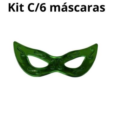 Imagem de Kit C/6 Máscaras Gigante Carnaval Verde 73CM Carnaval - sm decora