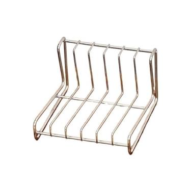 Imagem de Suporte para armazenamento de CDs Suporte minimalista e compacto para CDs discos de vinil em aço inoxidável, ideal para mesas escritório