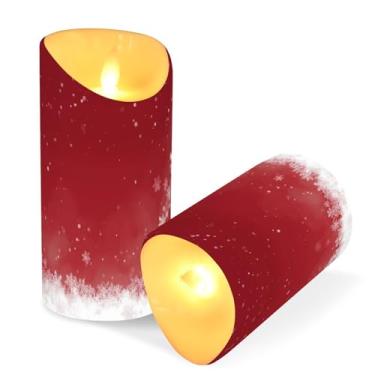 Imagem de ATTX Pacote com 2 velas de árvore de Natal na neve sem chama – Velas LED de 7,6 cm x 15 cm com controle remoto e temporizador para casa, casamento, decoração de acampamento #201
