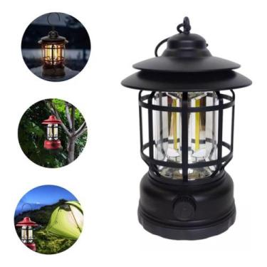 Imagem de Lampião Retro Led Recarregavel Usb Tipo C Luminária Portátil - LUATEK,