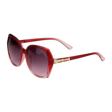 Imagem de HARFINGTON Óculos de sol para mulheres e homens, óculos de sol de policarbonato com armação quadrada grande, óculos de sol para dirigir, fazer compras e tirar fotos, gradiente vermelho/rosa