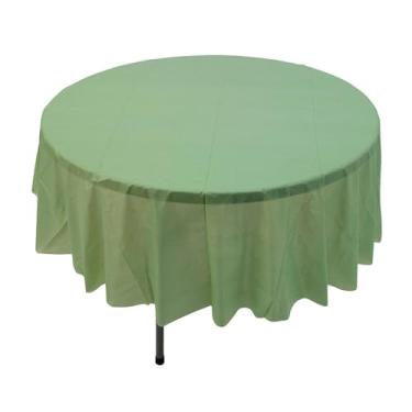 Imagem de Toalha de mesa de plástico descartável redonda sálvia de 208 cm
