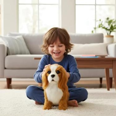Imagem de Cachorro Eletrônico LED Com Controle Remoto E Coleira Anda Late E Brilha Surpreenda As Crianças Com Um Brinquedo Interativo Que Parece De Verdade(Cor Caramelo)