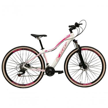 Imagem de Bicicleta Aro 29 Ksw Mwza Feminina Alumínio Câmbios Shimano 24v Freio Hidráulico K7 Garfo C-trava branco-rosa Tam: 17