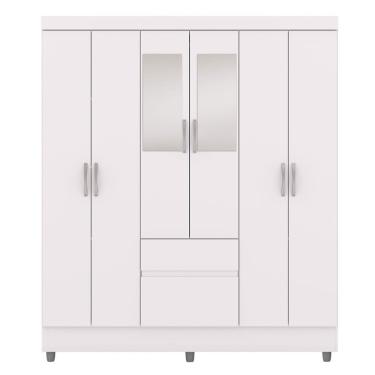 Imagem de Guarda-roupa Casal 6 Portas 2 Gavetas Com Espelho Ideval Branco-camarim