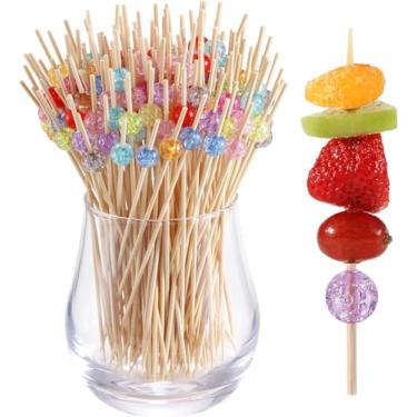 Imagem de 200 unidades de palitos para coquetéis espetos bambu natural petiscos dentes decorativos madeira bebidas acessórios prat