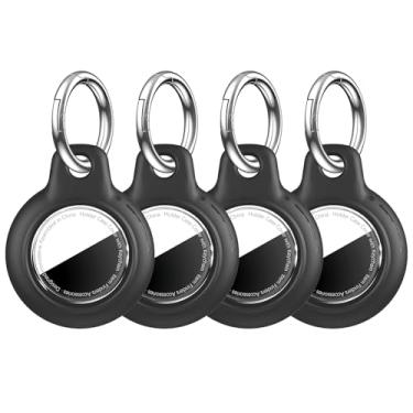 Imagem de MOLOSLEEVE Pacote com 4 unidades à prova d'água para Apple para suporte de AirTag, capa de AirTag com chaveiro, policarbonato rígido + TPU à prova de choque e resistente a arranhões para Airtags