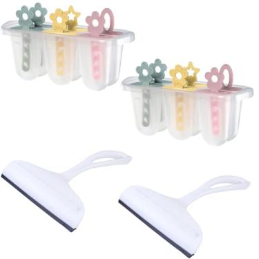 Imagem de Kit 2 Rodo de pia Branco e 2 Forma de Picolé Plástico