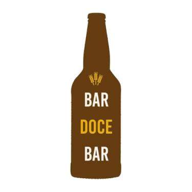 Imagem de Bar Doce Bar Placa Decorativa de Parede em MDF, Marrom e Amarelo, 10,3 x 34 x 0,3 cm, Design Garrafa com Trigo