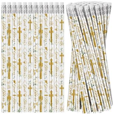 Imagem de Fullhawl 120 lápis de primeira comunhão a granel batismo lembrancinhas de festa Deus abençoe presentes cristãos conjunto de lápis cruzados para igreja, sala de aula, atividades domésticas, colega de