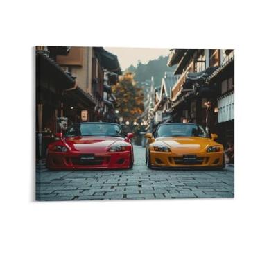Imagem de HouLaiZhe Jdm Carro Vermelho S2000 Vs Amarelo S2000 Posters Tela Estética Decoração de Sala de Parede Impressões Galeria Sala Decoração de Parede para Quarto Sala de Estar Escritório 11 x 14 polegadas