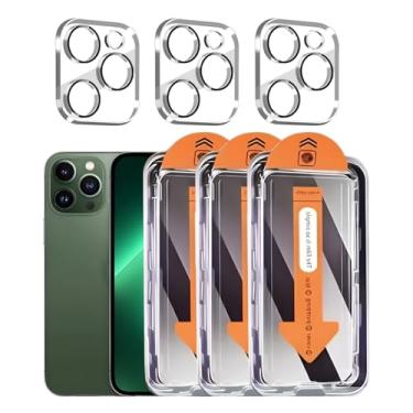 Imagem de Pacote com 3 protetores de tela de privacidade para iPhone 13 Pro Max [6,7 polegadas] + pacote com 3 protetores de lente de câmera, película de vidro temperado antiespião, [dureza 9H] - HD