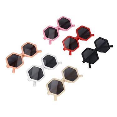 Imagem de aqxreight 6 Peças de óculos de Sol Infantis Coloridos Poligonais à Prova de Ultravioleta óculos de Sol Hexagonais Personalizados e Cada Rosa que Completa Os Tons São 6 Vermelhos Em Branco Infantil