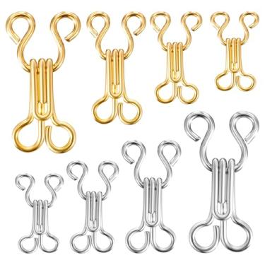 Imagem de 80 peças ganchos de sutiã de costura de gancho e olhal ganchos de roupas de substituição ganchos de costura e olhos para sewings sutiã panos DIY prata ouro