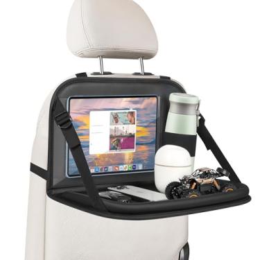 Imagem de JEYODA Organizador de banco traseiro de carro com suporte para tablet – Organizador de armazenamento de vários bolsos para escritório móvel e sala de jantar, design dobrável de altura ajustável