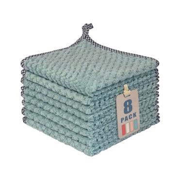 Imagem de AIWIWH Toalhas de prato com laço para pendurar, panos de limpeza de microfibra de veludo coral, super absorventes e de secagem rápida, panos de prato reutilizáveis sem fiapos para cozinha, pratos de