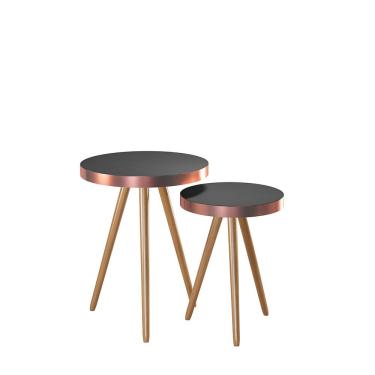 Imagem de Kit 02 Mesas Malaga - Sxx Multicoisas Preto E Cobre