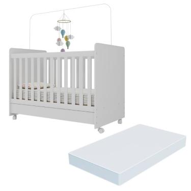Imagem de Berço Americano 3 Em 1 Com Colchão Incluso E Rodízios Bambino Multimóveis Mpf3023 Branco