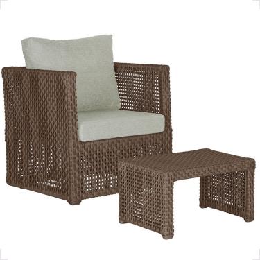 Imagem de Mesa E 1 Poltrona Madri Corda Náutica Estofado 3 Trama Marrom