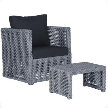 Imagem de Mesa E 1 Poltrona Madri Corda Náutica Estofado 12 Trama Prata