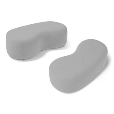 Imagem de Kit 02 Puffs Decorativos Living Aisha Orgânico 02 Lugares Veludo Cinza Claro - Desk Design