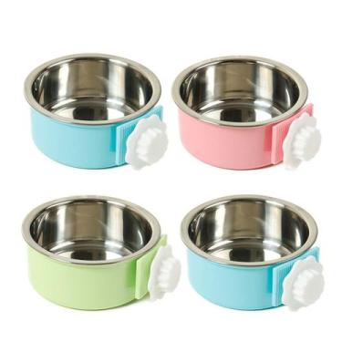 Imagem de Taça para cães kathson, 4 peças grandes de aço inoxidável suspenso
