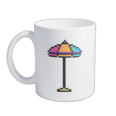 Imagem de Caneca Xícara de Café Porcelana 300ml Com Desenho Pixel Art Guarda-Sol