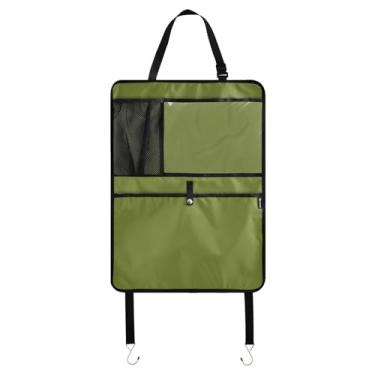 Imagem de ODAWA Organizador de encosto de assento verde musgo com organizador, pacote com 2 protetores de assento de carro para cadeirinha infantil