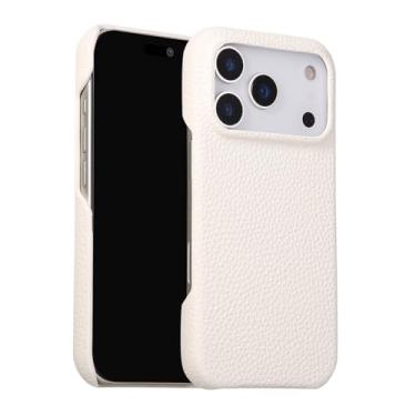 Imagem de LTLMYDAM Capa de couro para iPhone 17 Pro Max/17 Pro/Air/17, capa de telefone fina antiderrapante sem moldura textura lichia capa antiimpressão digital, branca, 17
