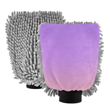 Imagem de ODAWA Luvas de limpeza de carro chenille, luvas de lavagem de carro gradiente roxo para canhão de espuma, pacote com 2 20,5 x 30 cm