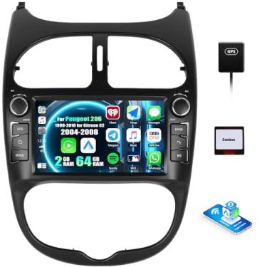 Imagem de SIXWIN Estéreo automotivo 2G + 64G Android 13 para Peugeot 206 1998-2016 para Citroen C2 2004-2008 7 polegadas com CarPlay Android Auto Weather Forecast 53UI