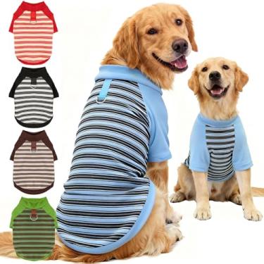 Imagem de Suéter para cães leve e elástico camiseta de lã listrada para animais de estimação roupas de gatos macio para cães pequenos, médios e grandes (azul, 5GG)