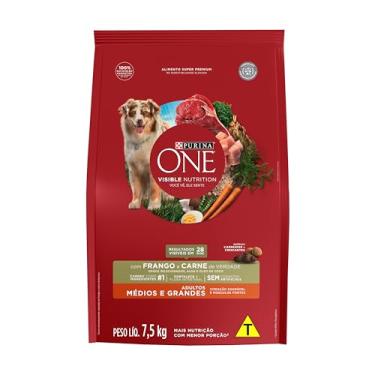 Imagem de Purina ONE Ração para cães Adultos Medios e Grandes - Frango & Carne 7,5kg