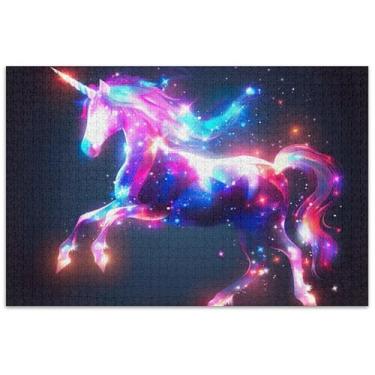 Imagem de Quebra-cabeça colorido de unicórnio iridescente, 500 peças para adultos, desenho animado, natureza, quebra-cabeça engraçado