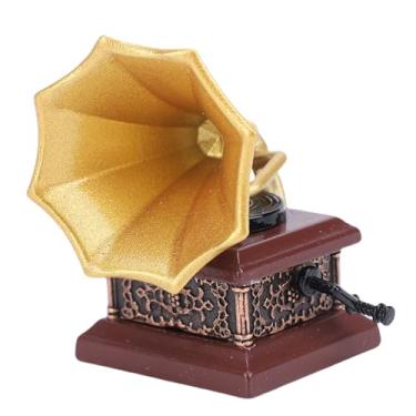 Imagem de Alomejor Gramofone, Caixa de Música retrô de Resina para Casa de Bonecas, Quarto, Sala de Estar, Decoração