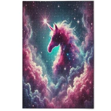 Imagem de Quebra-cabeça fantasia unicórnio galáxia mística 1000 peças adultos divertido bobo divertido mordaça presente arte floral animal fofo, 1000 peças, 75 cm x 50 cm