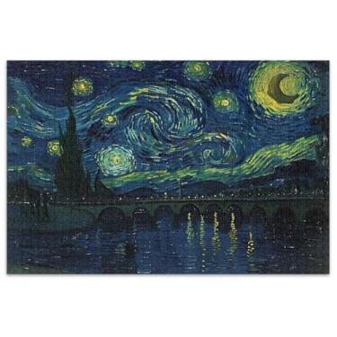 Imagem de Noite estrelada Rhone Painting Art Puzzles para adultos 1000 peças presentes da natureza para amantes de quebra-cabeças, quebra-cabeças difíceis, brinquedos de arte para a família