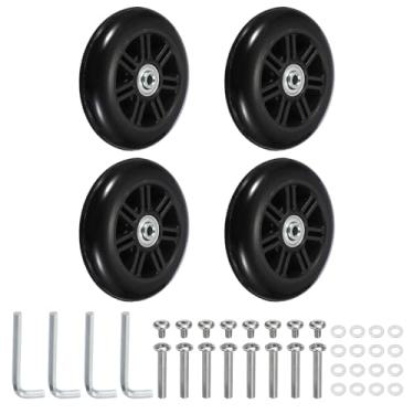 Imagem de YELARXI Replacement Luggage Wheels, Suitcase Wheels Replacement Kit 96x24mm & 2 Set & Rubber & Black - Fitting for (Swivel Caster Bearings Repair/Replacing/Roller Bag/Suitcase/Spinner)