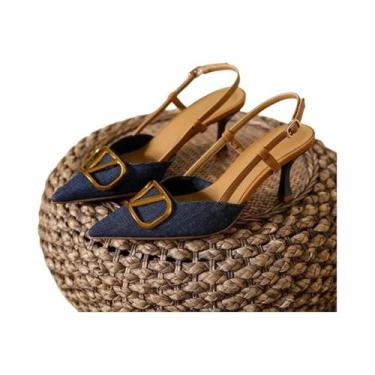 Imagem de Sandálias Femininas De Verão Com Salto Alto De 7cm, Bico Fino, Confort