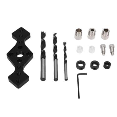 Imagem de Fafeicy Kit de Gabarito para Cavilha, Autocentralização, Gabarito de Liga de Alumínio, Ferramenta para Trabalhar Madeira Com 7 Acessórios para Perfuração de Furo Reto