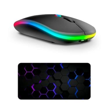 Imagem de Rato Bluetooth RecarregáVel Sem Fios — Bateria Integrada, Funcionamento Silencioso, Ideal Para EscritóRios DoméSticos E Multitarefas(Mouse+Mouse Pad 30x80cm)
