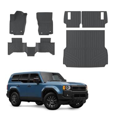 Imagem de Thinzyou Tapetes de chão compatíveis com Toyota Land Cruiser 2024 2025/Lexus GX550 Overtrail 5 assentos tapete de carga forro de porta-malas acessórios Land Cruiser (tapetes de chão + tapete de