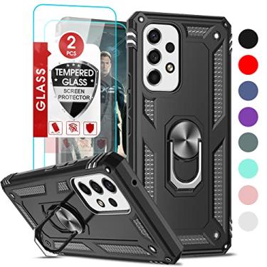 Imagem de LeYi Capa para Galaxy A53 5G com [2 unidades] protetores de tela, capa A53 5G [grau militar] capa protetora à prova de choque, capa de telefone com suporte de anel para Samsung A53 5G, preta