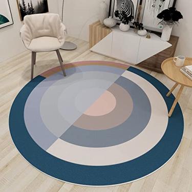 Imagem de Tapete redondo com textura de mármore para quarto, lavável, sala de jantar, estilo moderno, decoração de casa, tapete redondo, B, diâmetro 60 cm