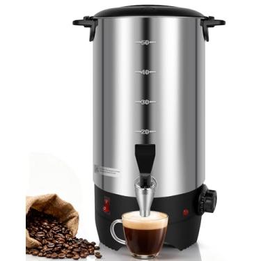 Imagem de Fineera Urna de café comercial, máquina de café comercial para 50 xícaras, urna de água quente e comercial, cafeteira rápida de 1500 W para negócios, festas, catering, aço inoxidável