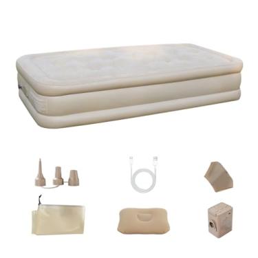 Imagem de Colchão de Ar com Bomba Elétrica Recarregável Integrada - Superfície Flocada Antiderrapante, para Uso em Casa, Viagens e Acampamento (Solteiro)