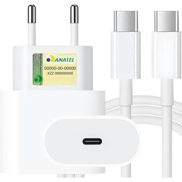Imagem de Carregador Turbo Tipo C 20W Compatível com iPhone 15, 15 pro, 15 Pro Max, iPhone 16, 16 pro, 16 pro Max, Samsung Galaxy, IOS/Android Turbo + Cabo USB-C Ultra Rápido de 1M Premium